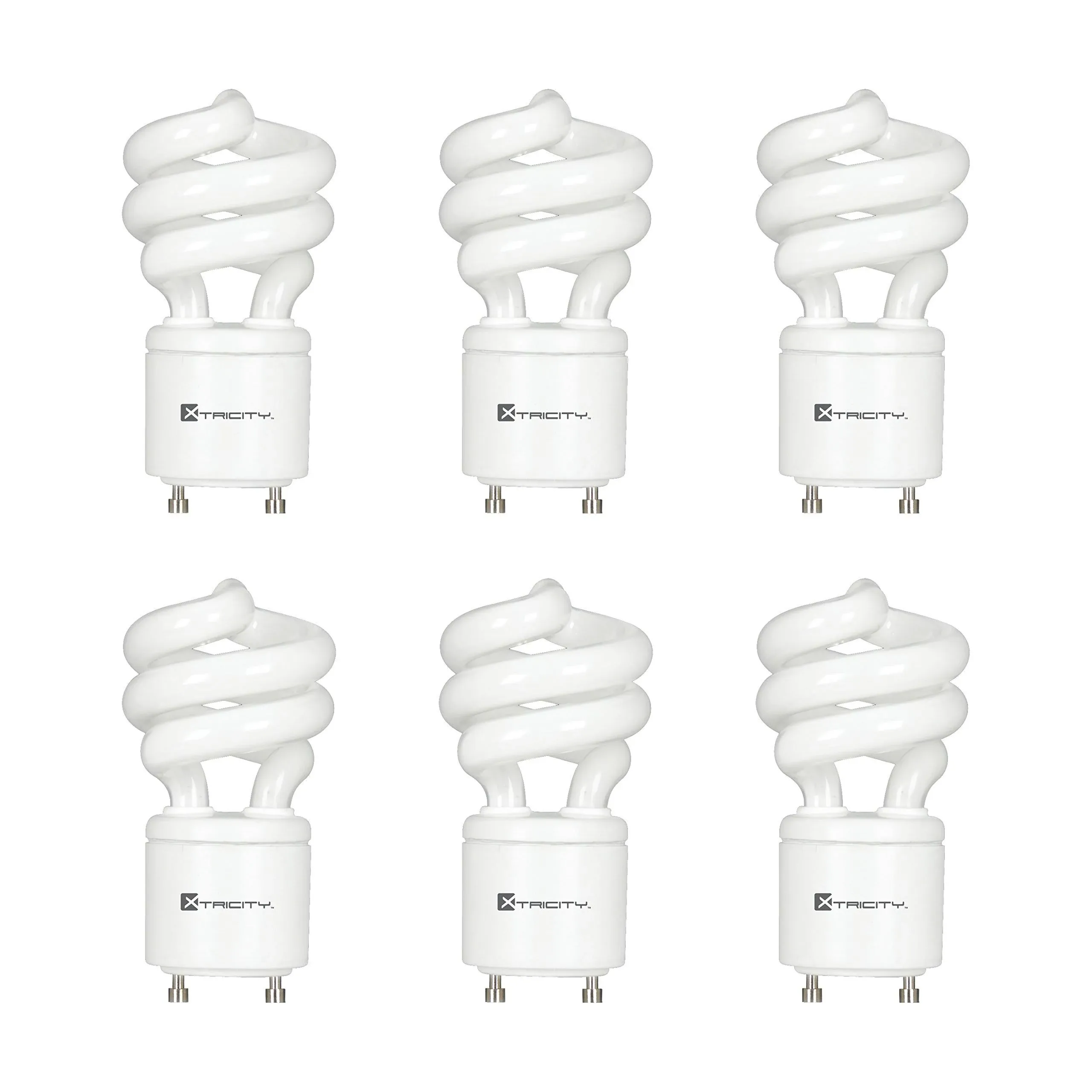 Xtricity Compact Fluorescent Light Bulb T2 Spiral CFL, GU24 Base, 2700K Soft White, 13W (60 Watt Equivalent), 900 Lumens, 120V, UL Liste