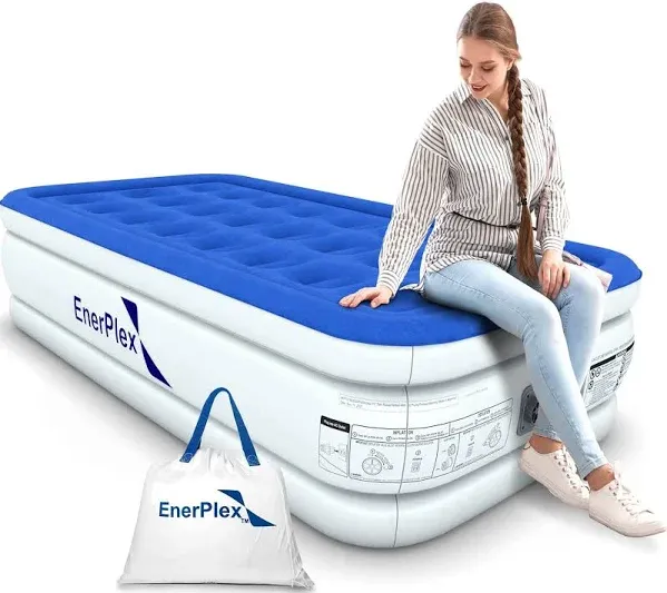 Air Mattress with Built-In Pump - Double Height Inflatable Mattress for Camping,