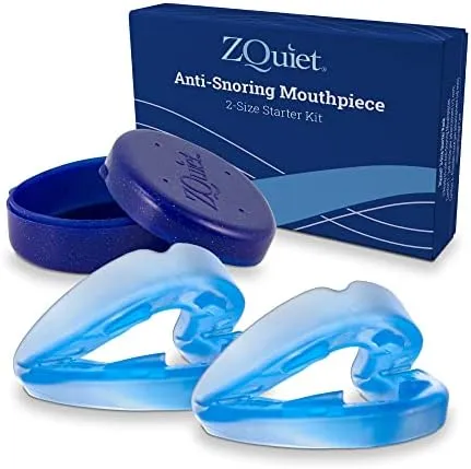 Anti-Snoring Mouthpiece Starter Pack with 2 Sizes Living Hinge &amp; Open Fro...