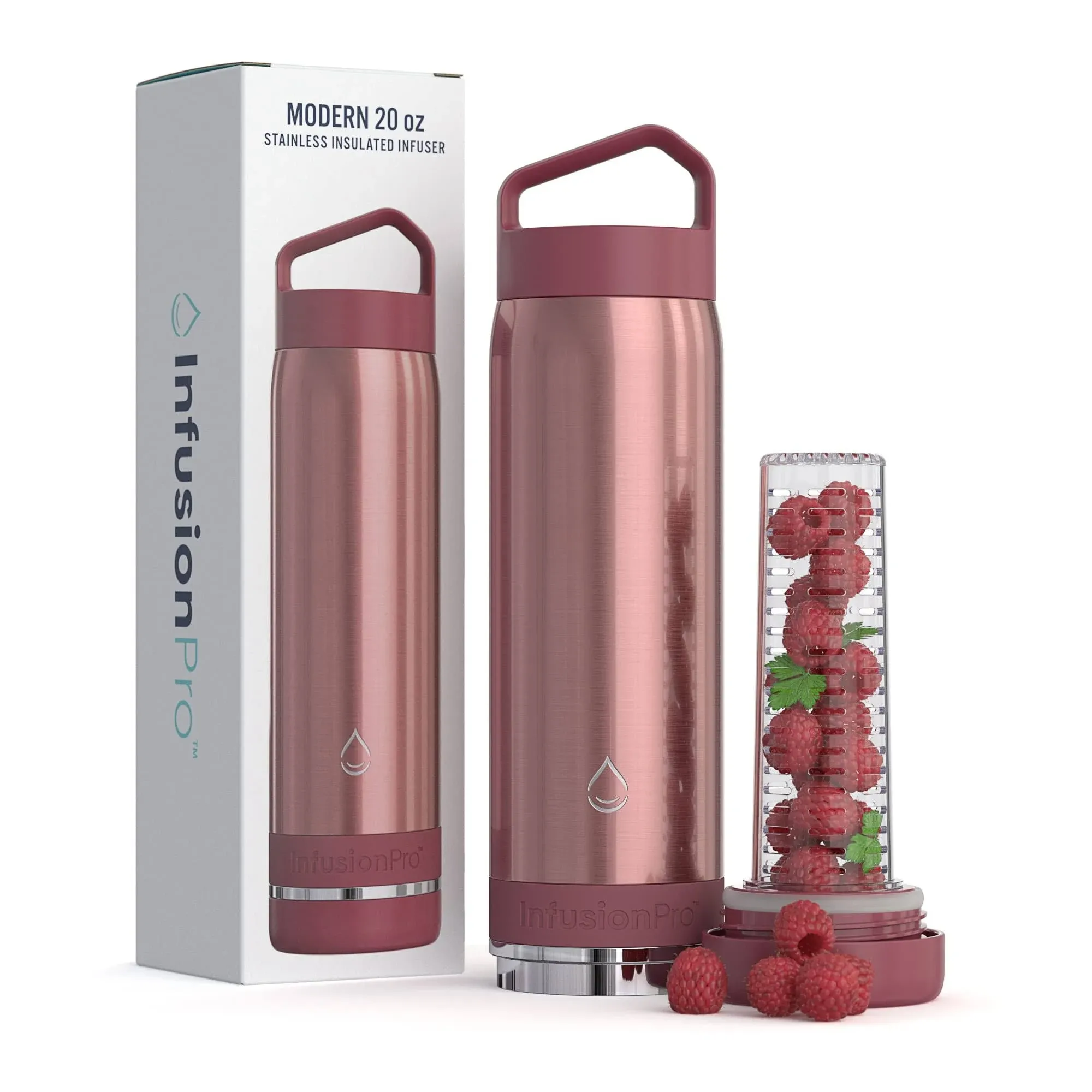 Infusion Pro Fruit Infuser Water Bottle Vacuum Insulated (20 oz) Stainless Steel : Includes Recipe Ebook : Bottom Loading Water Infuser for More