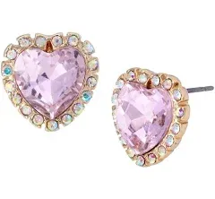 Betsey Johnson Stone Heart Stud Earrings