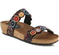 Bahama Embellished Slide Sandal In Gold Multi