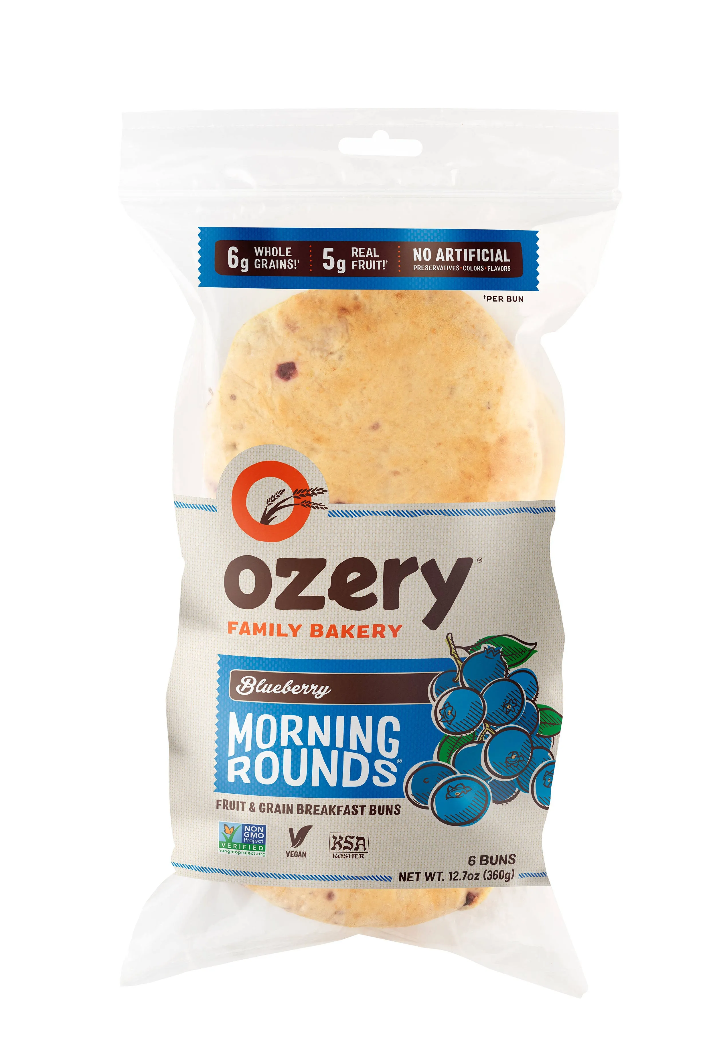 Ozery Bakery Blueberry Morning Rounds 2.1 Ounce Size - 36 per Case.