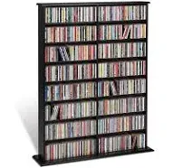 Media Storage Unit Black Adjustable Shelves Multimedia Organization Storing