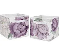 Sweet Jojo Designs Peony Floral Garden Fabric Storage Bins