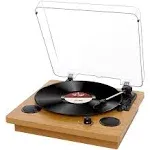 Record Player, Popsky 3-Speed Turntable Bluetooth Vinyl Record Player with Speaker, Portable LP Vinyl Player, Vinyl-to-MP3 Re