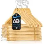 Serenelife 60 Pcs. of Solid Wooden Hangers for Clothes - Heavy Duty Suit Hanger