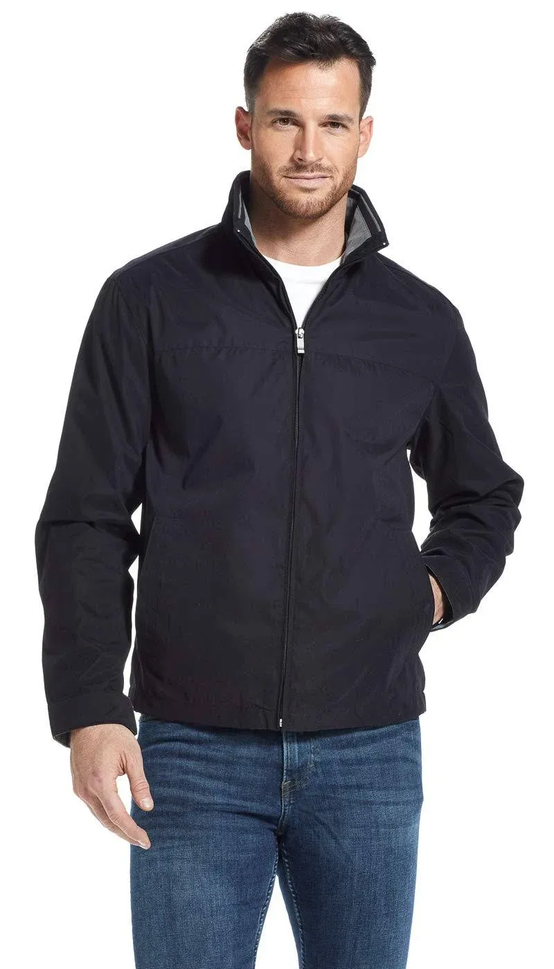 Weatherproof Mens Classic Lightweight Stand Collar Breathable Mesh-Lined Microfiber Windbreaker Jacket