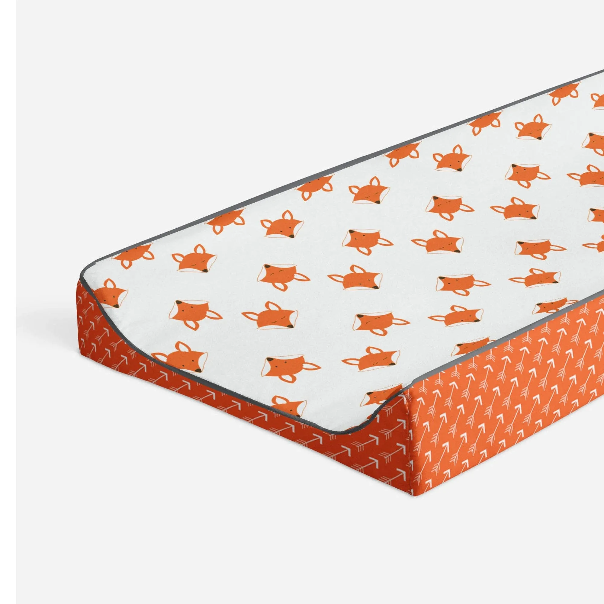 Bacati PFOGCPC1 Playful Foxs Arrows Changing Pad Cover, Orange/Grey