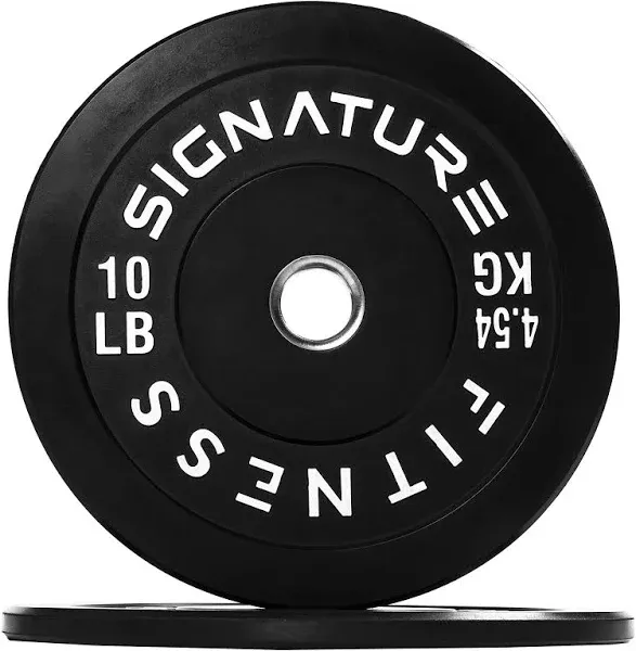 Signature Fitness 2" Olympic Bumper Plate Weight Plates with Steel Hub in Pairs or Sets - 100% Virgin Rubber