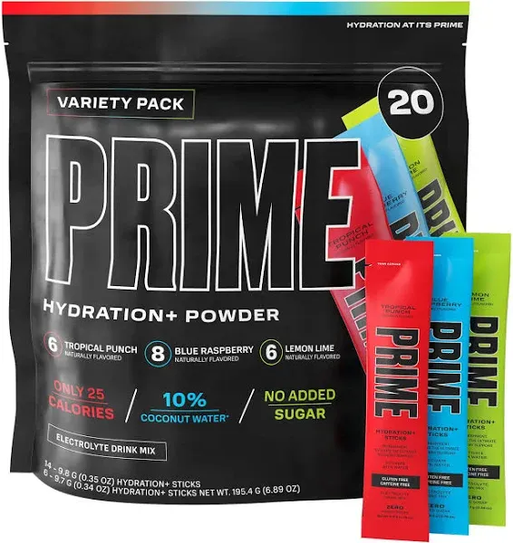 Prime Hydration+ Electrolyte Powder Sticks Variety Pack