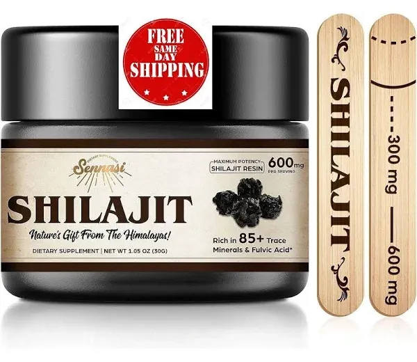 Pure Himalayan Organic Shilajit Resin - 600mg Maximum Potency - 85+ Trace Minera