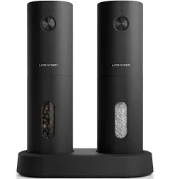 LARS NYSØM Electric Salt and Pepper Grinder Set I Automatic Salt and Pepper Mills with Adjustable Ceramic Grinder I USB Rechargeable Electric Spice Grinder Set (Almond Beige)