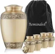 Reminded Set of 5 Floral Cremation Urns for Human Ashes