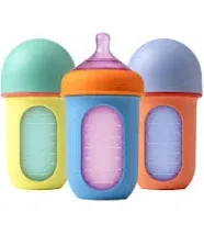 Boon Nursh Silicone Baby Bottles – Stage 2 Medium Flow – 8oz – Marble (3pk)