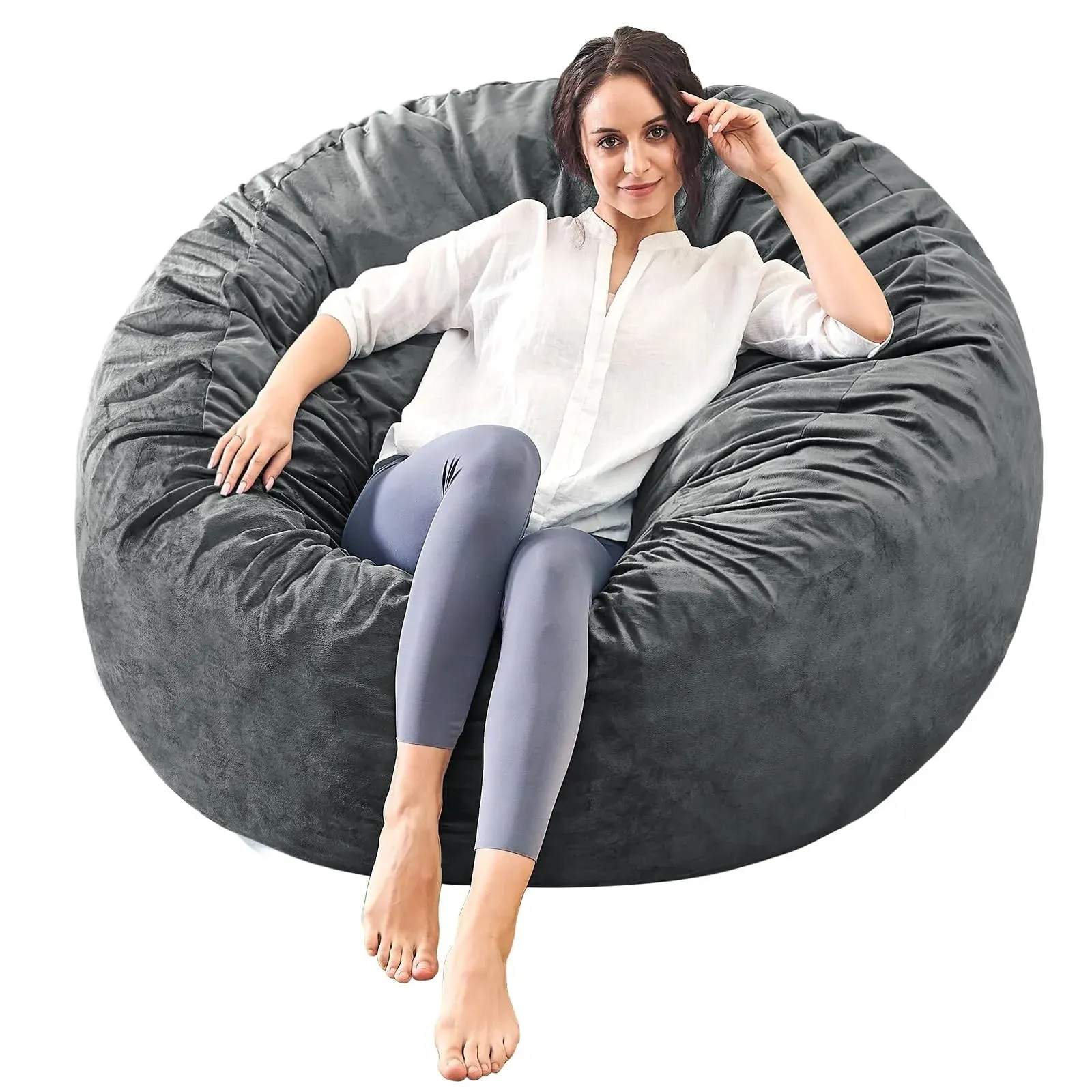 ILPEOD Bean Bag Chairs for Adults Memory Foam Furniture Beanbag Chair KidsTeens Sofa with Soft Micro Fiber Cover Round fl