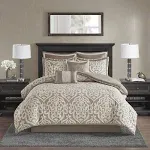 Madison Park - Odette 8 Piece Jacquard Comforter Set - Tan - Cal King