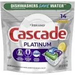 Cascade Platinum Dishwasher Detergent, Lemon Scent, ActionPacs - 14 pacs, 221 g