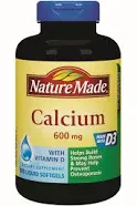 Nature Made Calcium 600 mg with Vitamin D3 for Bone Support, Softgels, 100 CT