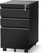 3 Drawer Filing Cabinet, File Cabinets for Home Office, Locking File Cabinet for A4-Size/Letter-Size/Legal-Size,Black