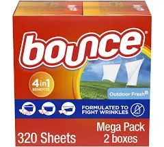 Bounce Fabric Softener Dryer Sheet Outdoor Fresh, 160 Sheets (Pack of 2)