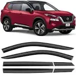 For 2021-2024 Nissan Rogue 6* Black&amp;Steel Window Vent Viso Rain Deflector Guard