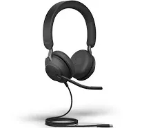 Jabra Evolve2 40 SE Wired Stereo Noise-Cancelling Headset - Features 3-Microphone Call Technology and USB-A Cable - MS Teams Certified, Works with All Other Platforms - Black