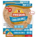 Mission Carb Balance Fajita Whole Wheat Tortillas, Low Carb, Keto 8 Ounce (Pack of 2)