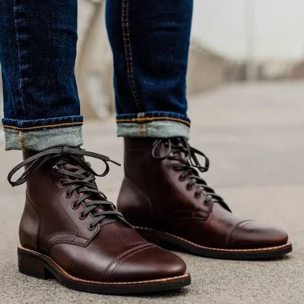 Thursday Boot Company Captain Men’s 9.5 Matte Black Leather Lace-Up Boots