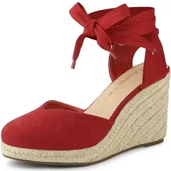 Allegra K Women's Closed Toe Espadrilles Wedges Tie Up Wedge Sandals