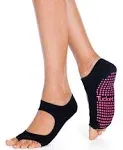 Tucketts Womens Yoga/Pilates/Barre Grip socks, Black with Pink accents