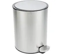 Bamodi Bathroom Bin 101.4 oz – Garbage Can with Lids – Small Pedal Bin for Bathroom, Toilet, Restroom – Stainless Steel Rubbish Waste Trash Can with Removable Inner Bucket (Silver)