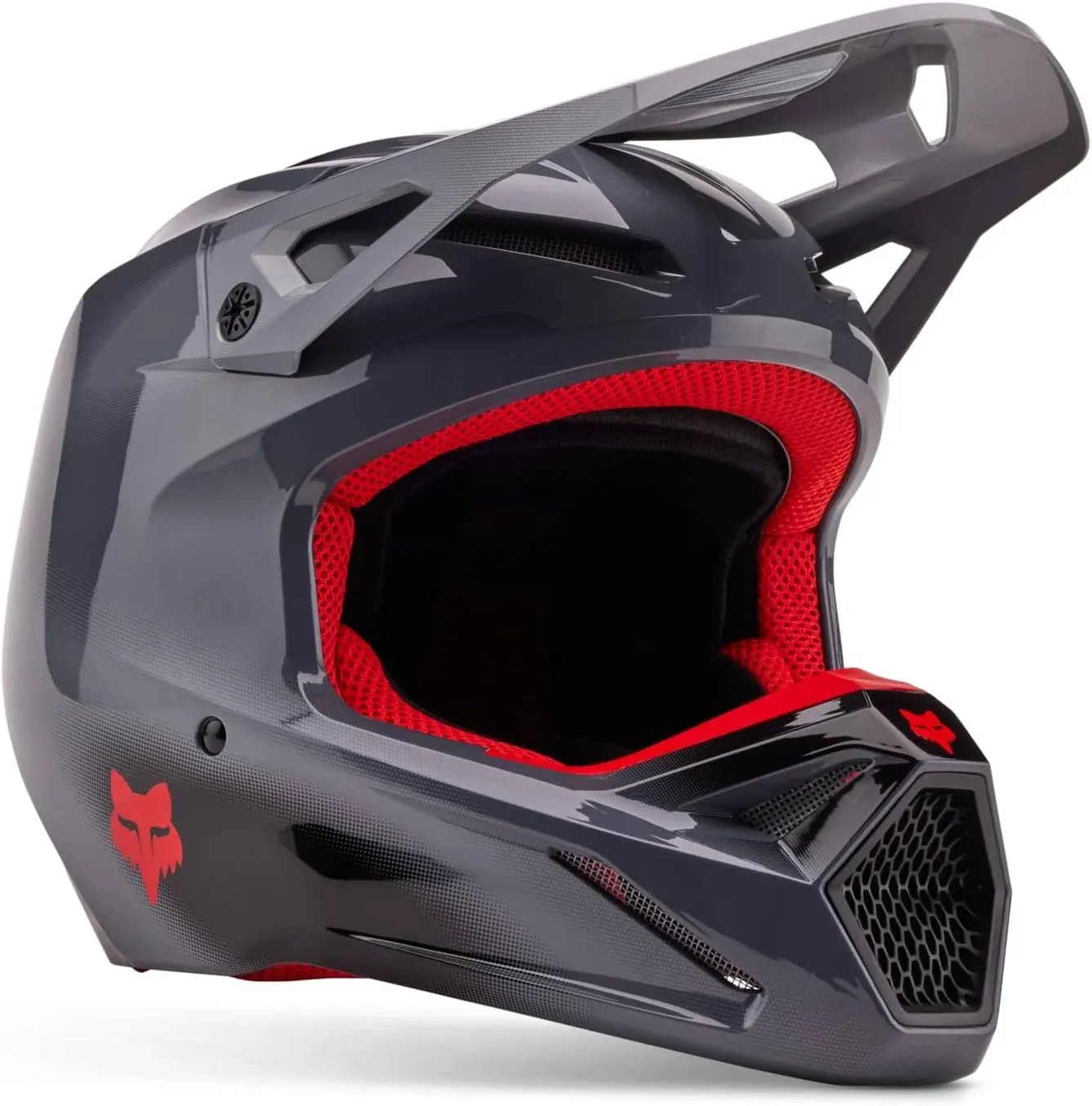 Fox Racing V1 Interfere Helmet (Grey/Red, Medium)