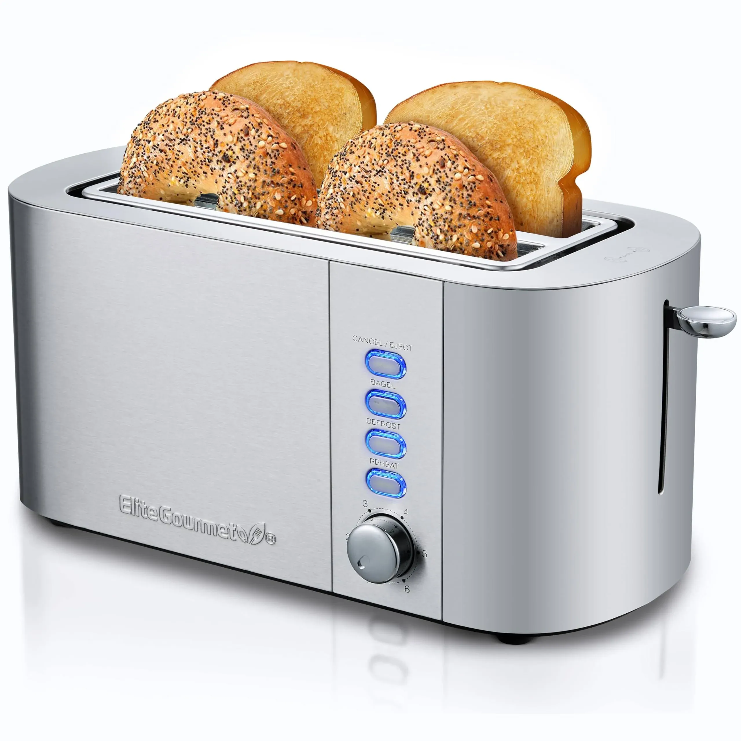 ECT4123 Long Slot 4 Slice Toaster, Extra Wide 1.5&#034; and 5.1&#034; Deep Slots, Bagel...