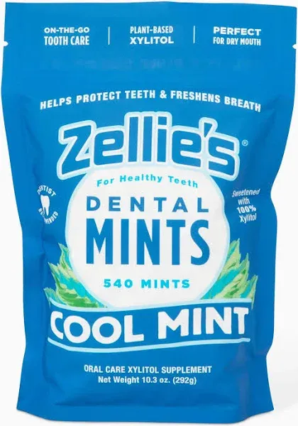 Zellie's | 100% Xylitol Sugar Free Spearmint Breath Mints | Non-GMO, Low-Calorie, Gluten Free, Vegan & Kosher Mints (540 Count (Pack of 1))