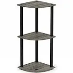 Furinno Turn-N-Tube 3-Tier Corner Display Rack Multipurpose Shelving Unit, French Oak Grey/Black