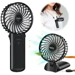 Psecici Handheld Fan, Mini Portable Fan with Lanyard,4 Speeds Level Personal Fan, 180 Degree Foldable Desk Fan for Travel Outdoor Office Household