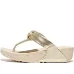 Fitflop Women's Lulu Padded-Knot Metallic-leather Toe-Post Sandals - Platino - Size 11M