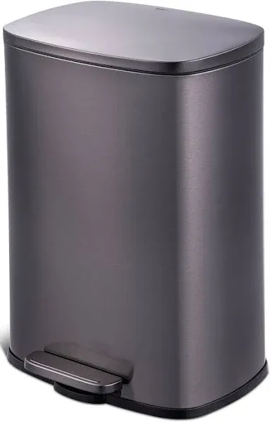 13.2 Gallon Trash Can, Rectangular Step On Kitchen Trash Can (Color : Silver)