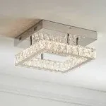 Patricia Ceiling Light Flush Mount Fixture 12&#034; Chrome Dimmable LED Clear Crystal