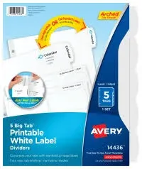 Avery Big Tab Printable White Label Tab Dividers