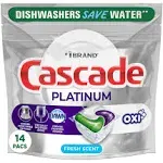 Cascade Platinum Dishwasher Detergent, Fresh Scent, Actionpacs - 14 actionpacs, 221 g