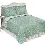 Collections Etc Reversible Floral Quilt with Scalloped Edges and Two-Tone Design