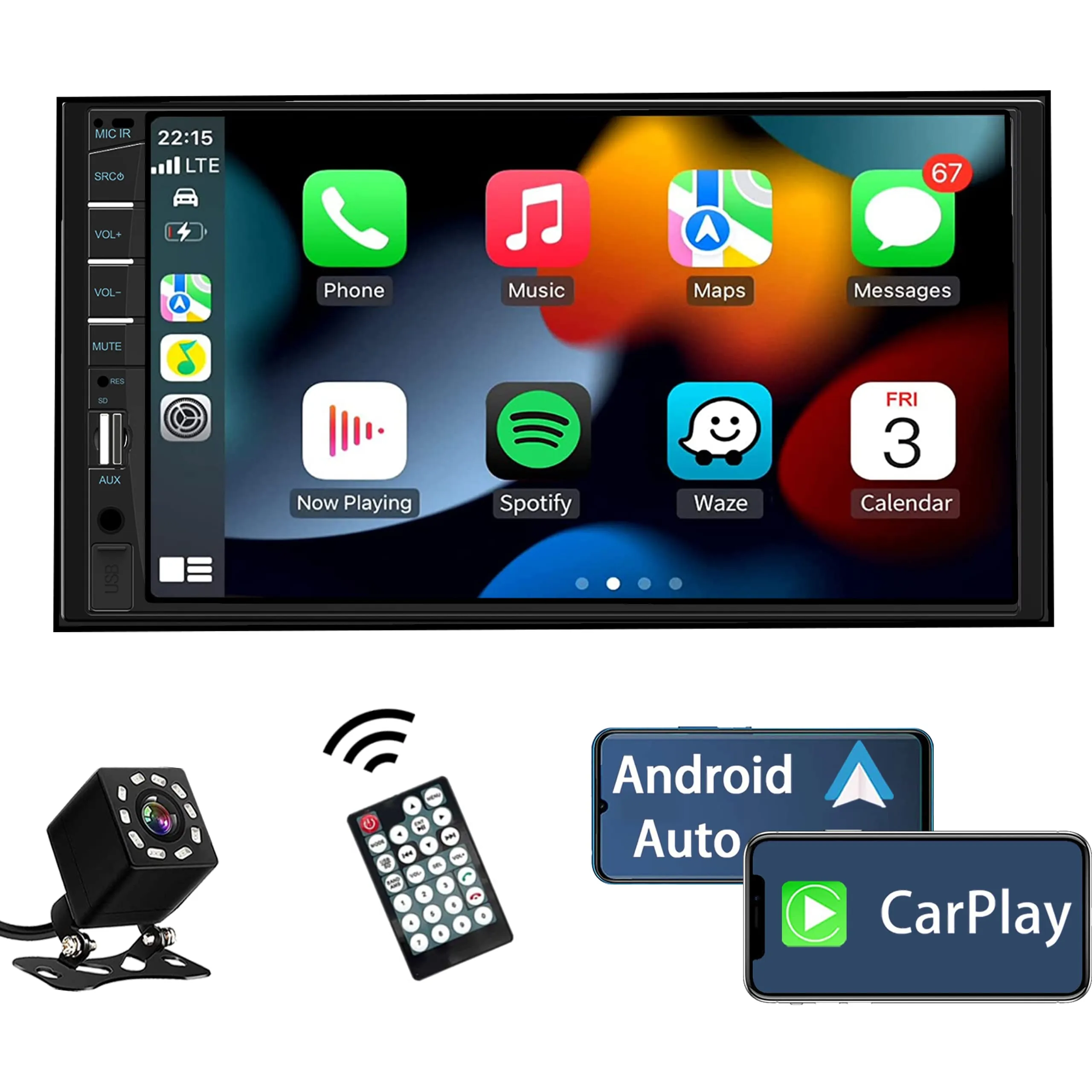 Naifay Double Din Car Stereo Compatible With Apple Carplay And Android Auto