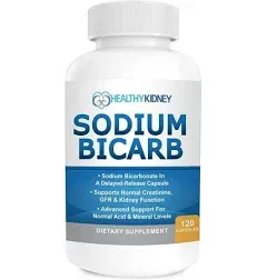 Healthy Kidney Sodium Bicarb 650mg Capsules,  Sodium Bicarbonate to Support Normal Kidney Function, Kidney Health Supplement for Kidney Support, Acid Relief, Alkalinity, 120 Capsules