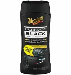 Meguiar's Ultimate Black Plastic Restorer (12 oz) Bundle with Microfiber Cloth (2 Items)