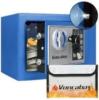 Voncabay Money Safe Box for Home with Sensor Light & Fireproof Security Safe Box for Money Safe with Keys & Pass Code