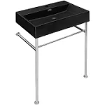 Swiss Madison Claire 24 Ceramic Console Sink Matte Black Basin Black Legs