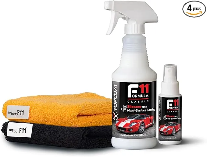 TopCoat F11 Polish & Sealer for Cars, Bikes and More – Water-Based Alternative to Ceramic Wax - 16 oz F11 Kit with Travel Bottle and 2 Microfiber Towels