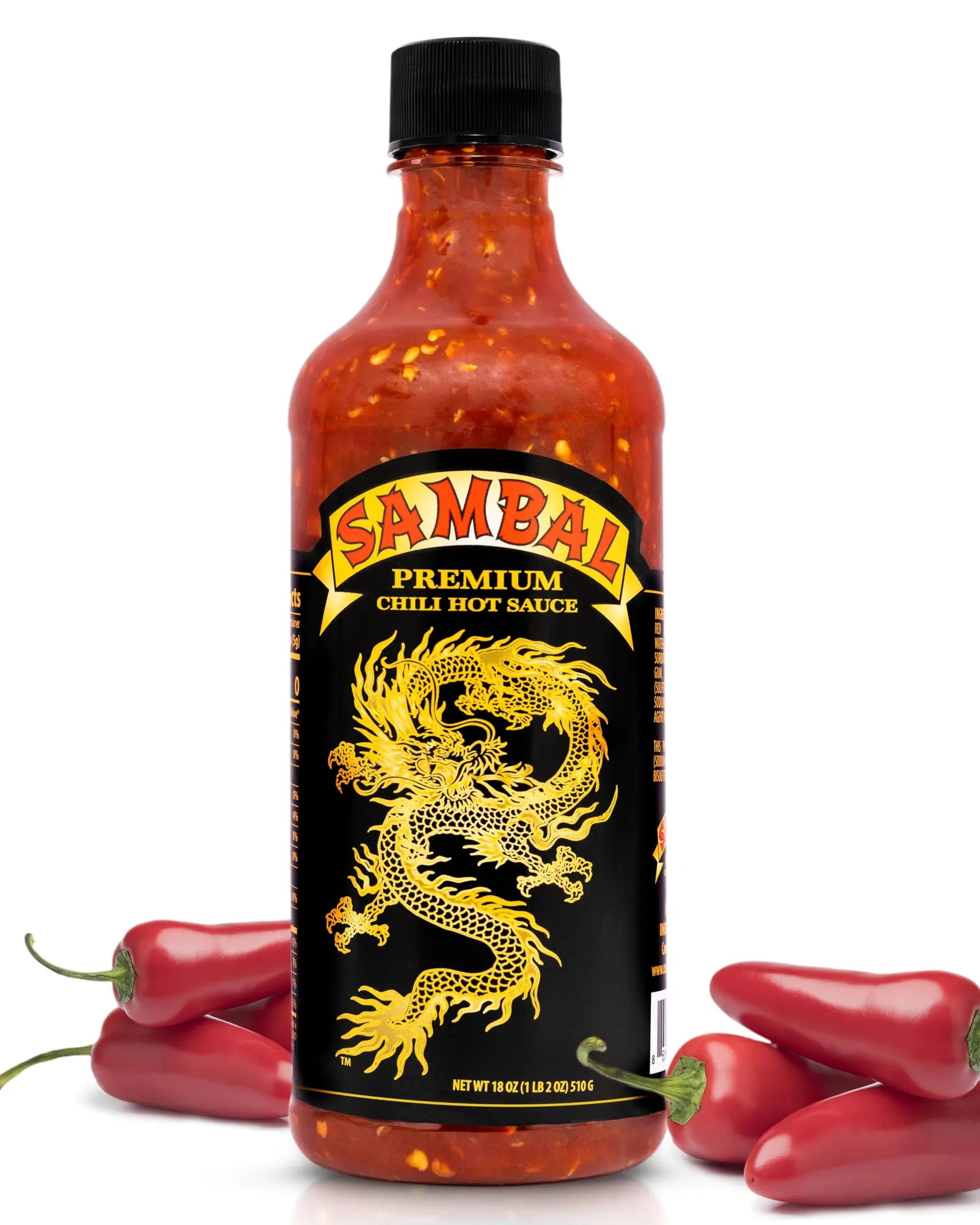 Underwood Ranches Limited Edition Dragon Sambal Sauce - Hot Sauce, Perfect for Spicing Up Any Dish! - Made from Red Jalapeno Peppers That Started the Sriracha Movement, 18 oz - 1 Pack